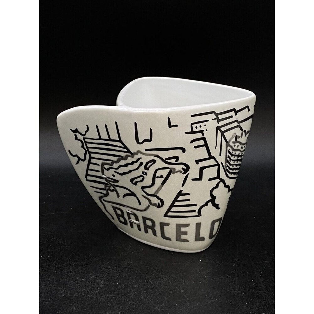 Antoni Gaudi Barcelona Triangular Art Black White Silver Coffee Cup Mug